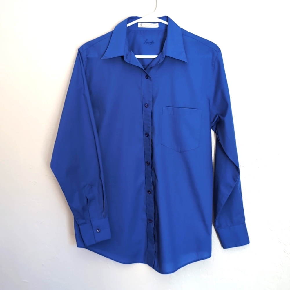 Foxcroft French Blue Wrinkle Free Long Sleeve Button Up Shirt Women's Size 8